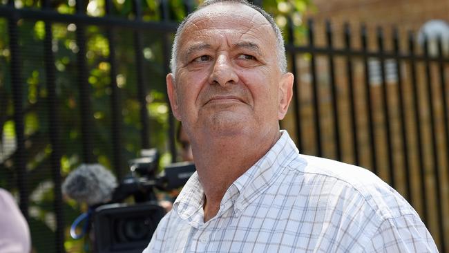 Former Labor NSW minister Milton Orkopoulos is seen leaving Waverley Local Court in 2020. The convicted child sex offender was a friend of Neville Knight while he was Swansea MP.