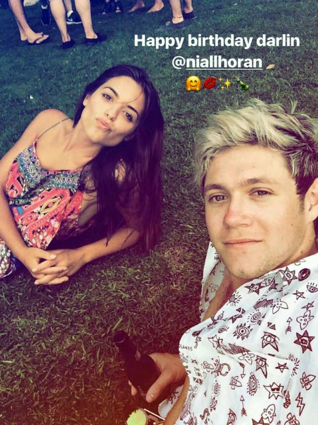 Kiss, kiss: Olympia Valance wishes One Direction’s Niall Horan a happy birthday birthday on Snapchat.