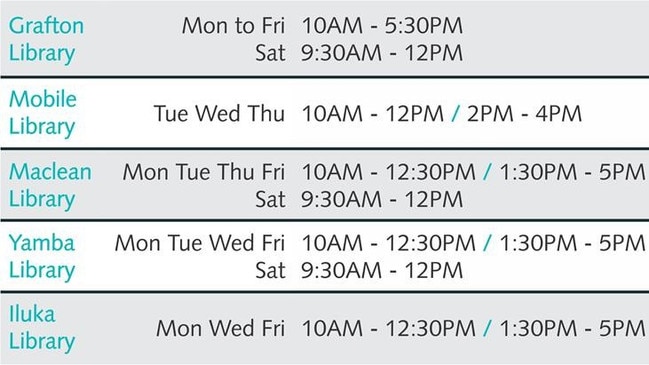 Updated opening hours for Clarence Valley libraries.