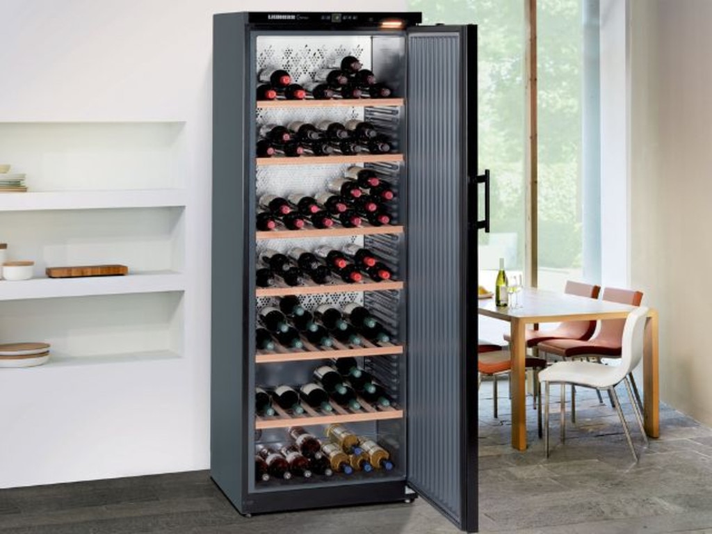 Let your Merlots and Cab Savs age gracefully in this luxe Lieberr wine cabinet. Image: Appliances Online.