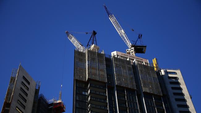 A new residential apartment block under construction in the Sydney suburb of St Leonards. Picture: AAP