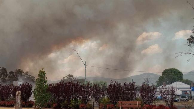 Heather and John Grasso captured these photos for fire and smoke overtaking Wallangarra on Tuesday, October 31, 2023.