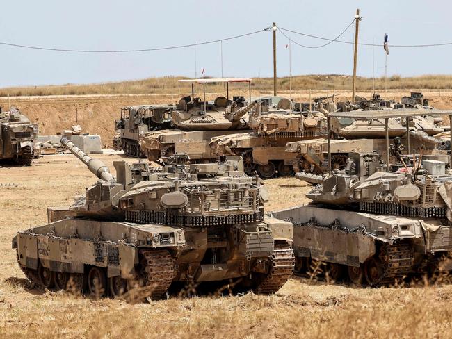 In southern Israel, tanks deployed on the border with the Gaza Strip. Picture: AFP