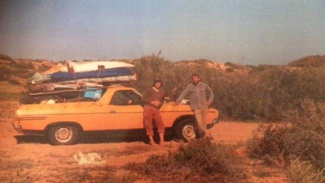 Former Coast surfer Les Norish (left) and his mate Russell "Rat" Jurss embark on a surfing adventure in Western Australia in 1984. Picture: Contributed