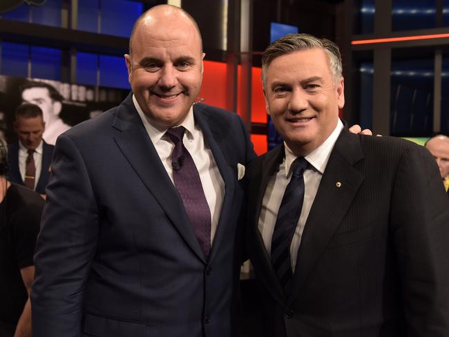 Craig Hutchison, with Eddie McGuire in May, has never clicked as The Footy Show co-host.