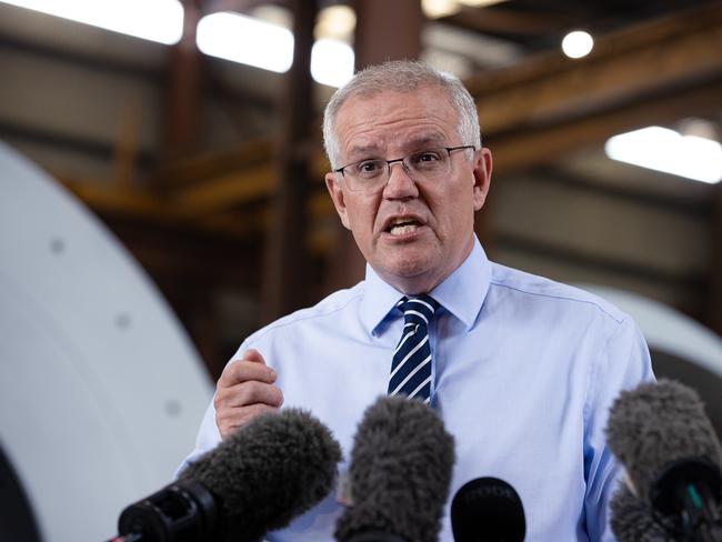 Scott Morrison, pictured here on the campaign trail, has committed to supporting Ukraine with military and humanitarian assistance. Picture: Jason Edwards