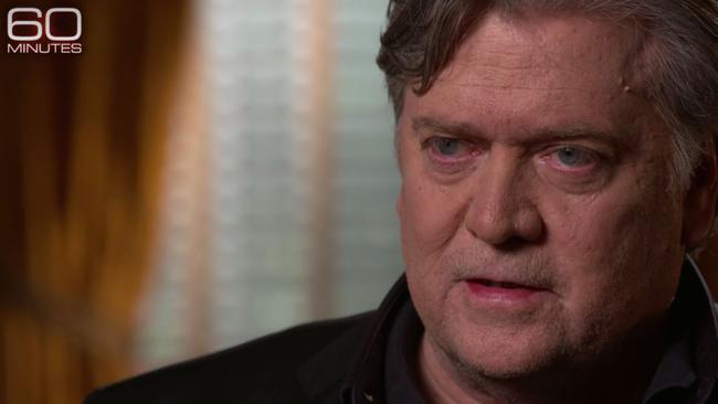 Steve Bannon in his first TV interview since leaving the White House. Picture: 60 Minutes/CBS