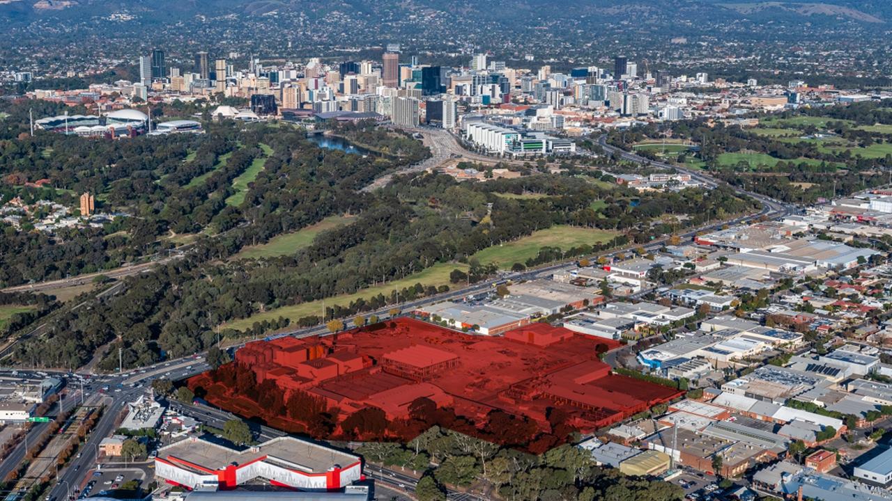 Aerial view of the West End brewery site at Port Rd, Thebarton.