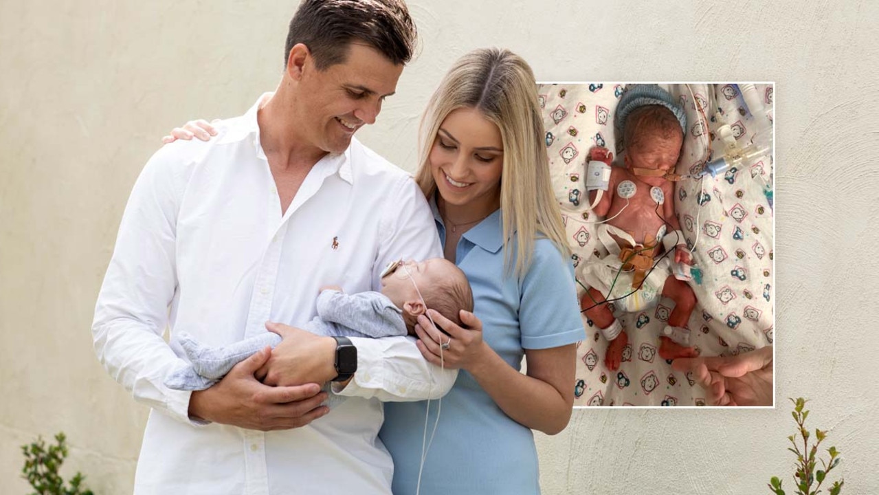 AFL star Jed Adcock and Amber Ward talk about premature miracle baby ...