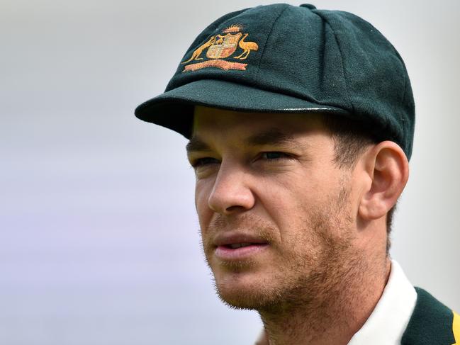 Australia's captain Tim Paine reacts ahead of play on the first day of the fifth Ashes cricket Test match between England and Australia at The Oval in London on September 12, 2019. (Photo by Glyn KIRK / AFP) / RESTRICTED TO EDITORIAL USE. NO ASSOCIATION WITH DIRECT COMPETITOR OF SPONSOR, PARTNER, OR SUPPLIER OF THE ECB