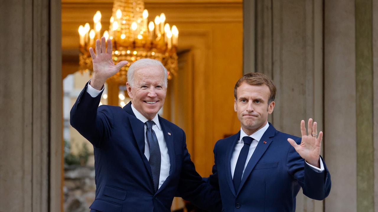 US President Joe Biden met with French President Emmanuel Macron in Rome. Picture: Ludovic MARIN / AFP