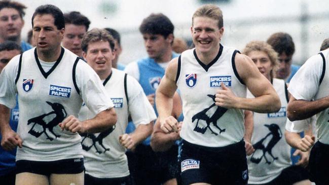 Nathan Buckley at Collingwood training in 1994.