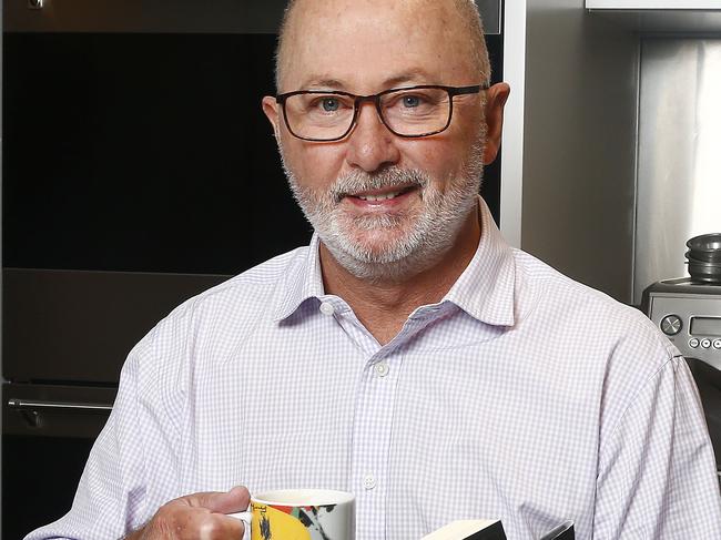 Chris Kenny enjoys  a coffee from his espresso machine. At Home with Sky news Political Commentator Chris Kenny and 10 of his favourite items . Picture: John Appleyard