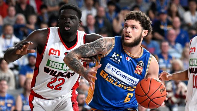 Majok Majok (left) in action for the Perth Wildcats. The Salties will need to watch out for him when he lines up for South West Metro in NBL1 North on Sunday. (Photo by Bradley Kanaris/Getty Images)