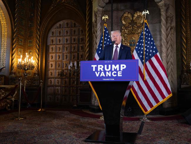 Donald Trump speaks at the Mar-a-Lago Club. Picture: Getty Images via AFP