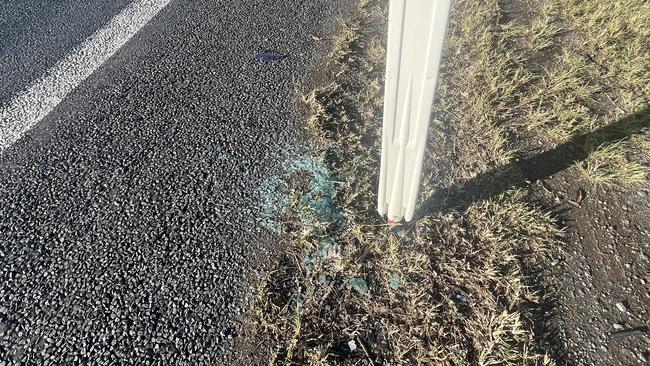 Glass could be seen at the scene of the crash. Picture: Carlie Walker