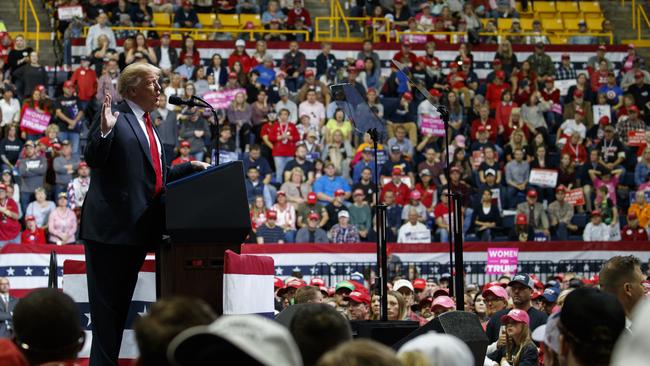 Donald Trump speaks at a campaign rally in Chattanooga, Tennessee. Picture: AP.