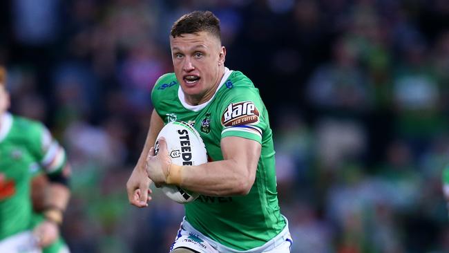 Jack Wighton on the charge for the Raiders. Picture: Getty Images