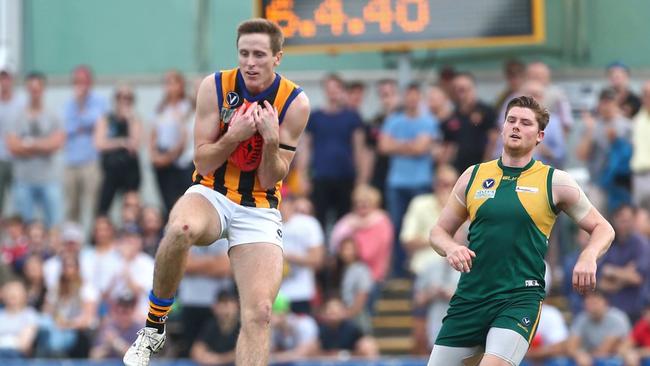 St Bernard's star VAFA forward Chad Jones marks on the lead. Picture: VAFA media.