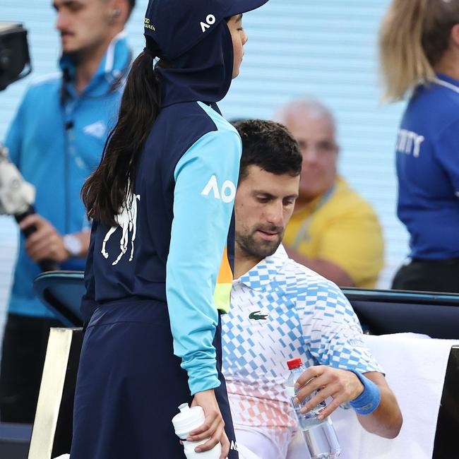 ...where it makes its way to Novak Djokovic. Picture: Michael Klein