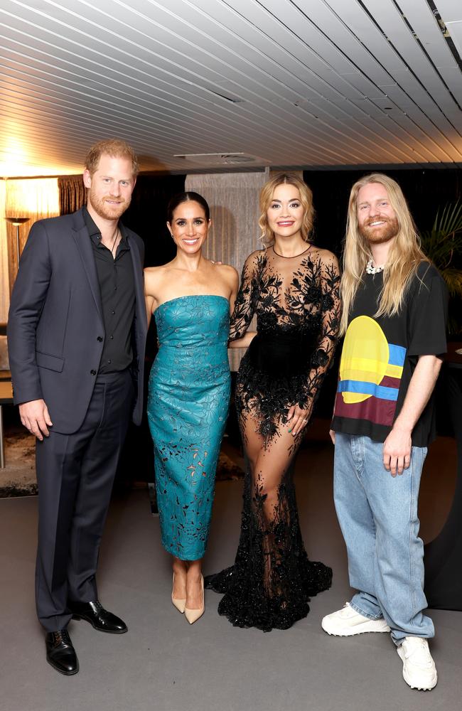 The couple posed with Rita Ora and Sam Ryder, who both performed at the closing ceremony. Picture: Chris Jackson/Getty Images