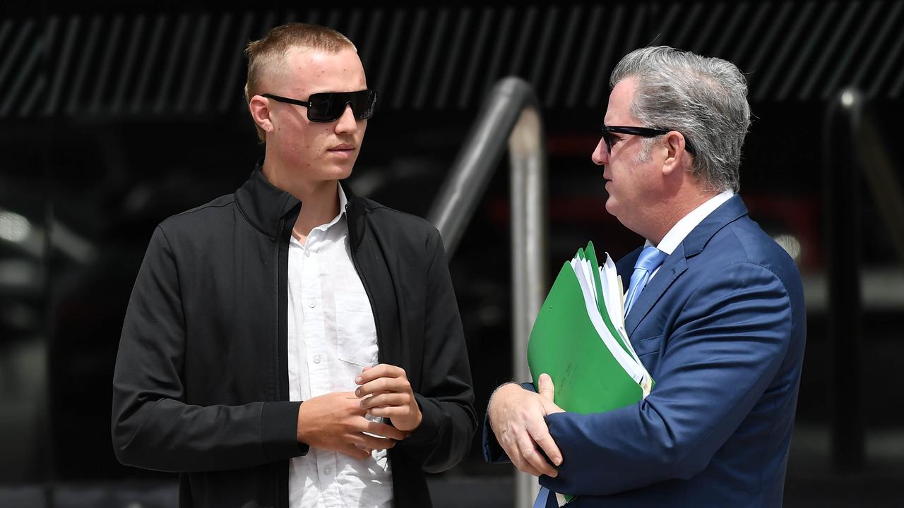 Livingstone (left) with his lawyer Bernard Bradley (right) outside court. Picture: Patrick Woods