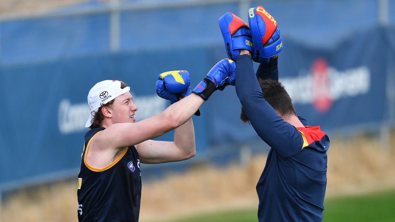 Ayce Taylor (left) has another chance to impress the Crows. Picture: AAP/David Mariuz