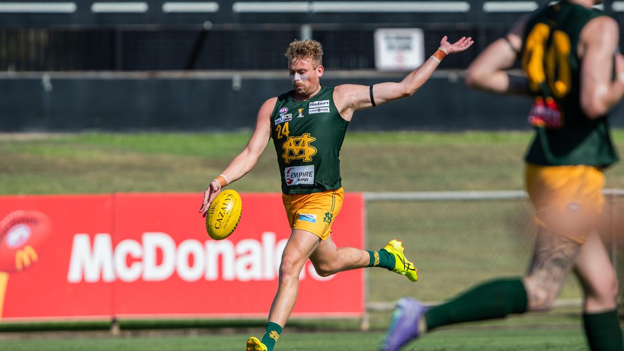 Jackson Calder playing in the St Mary's vs Tiwi Bombers match in Round 6 of the 2024-25 NTFL season. Picture: Pema Tamang Pakhrin