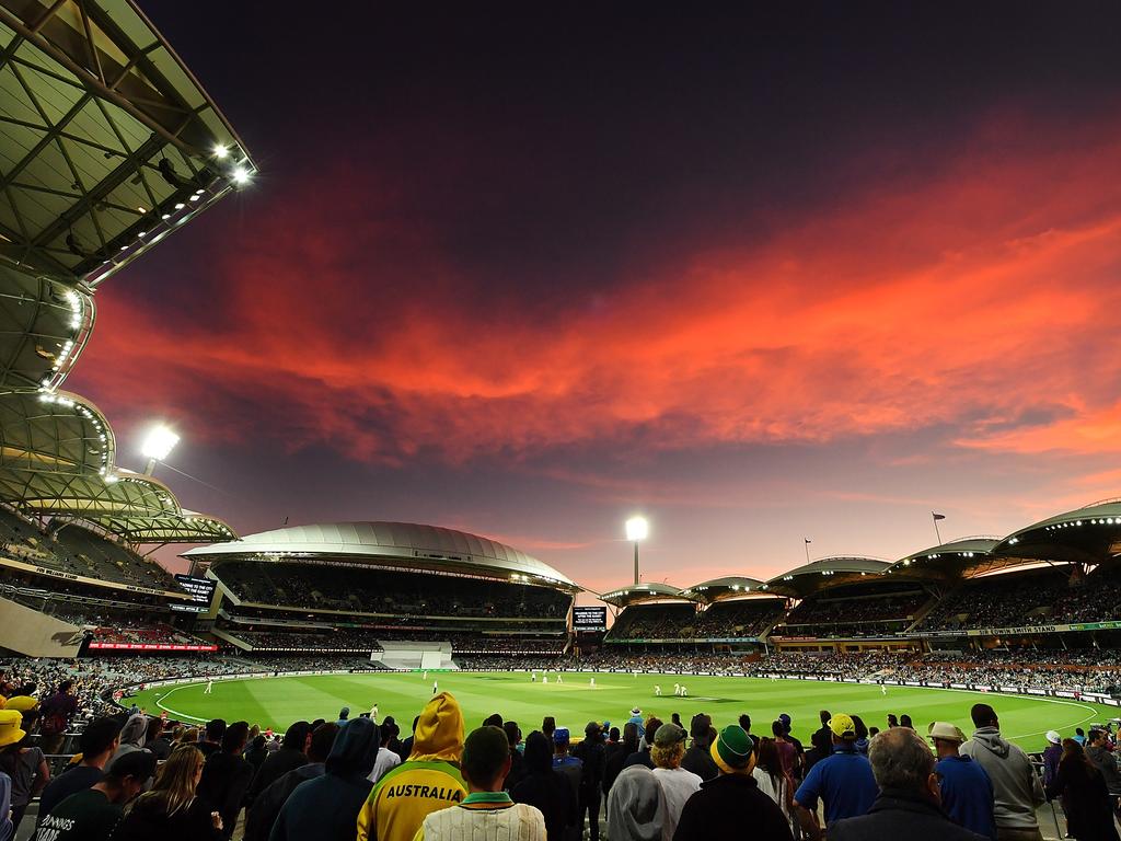 Sunset during day one of the third Test between Australia and South Africa at Adelaide Oval in November 2016. Magnificent. Picture: Daniel Kalisz – CA/Cricket Australia via Getty Images