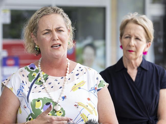 President of the Queensland Teachers' Union Cresta Richardson with Education and Youth Justice Minister Di Farmer, Sunday, February 18, 2024 - Picture: Richard Walker