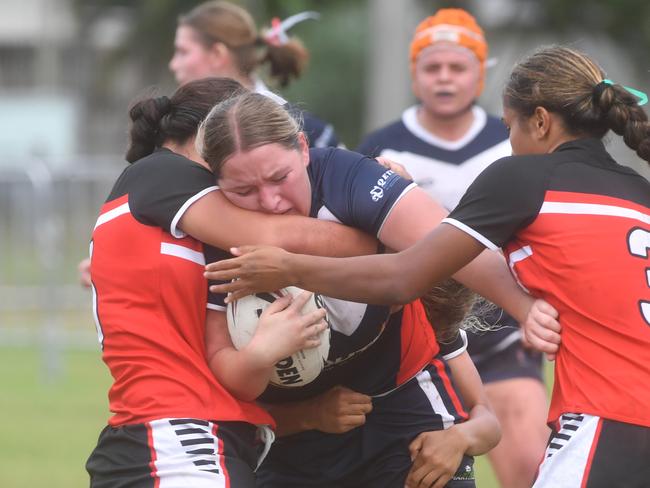 Kirwan State High School hosts St Patrick's College, Mackay, in round 1 of the 2025 Aaron Payne Cup. Senior Girls. Picture: Evan Morgan