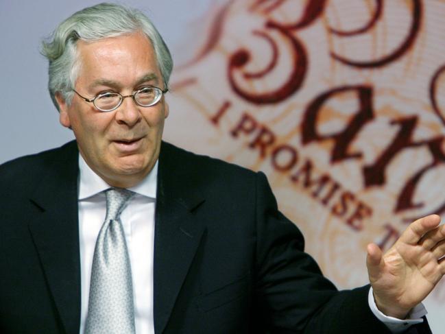 Bank of England governor Mervyn King speaking at a news conference in London.
