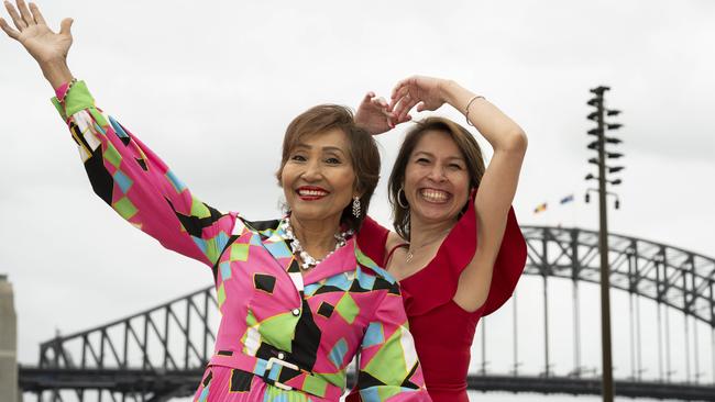 Monika Houn (left) and Vanessa Chea are ‘loving life’ at Sydney Opera House. Picture: NCA NewsWire / Monique Harmer