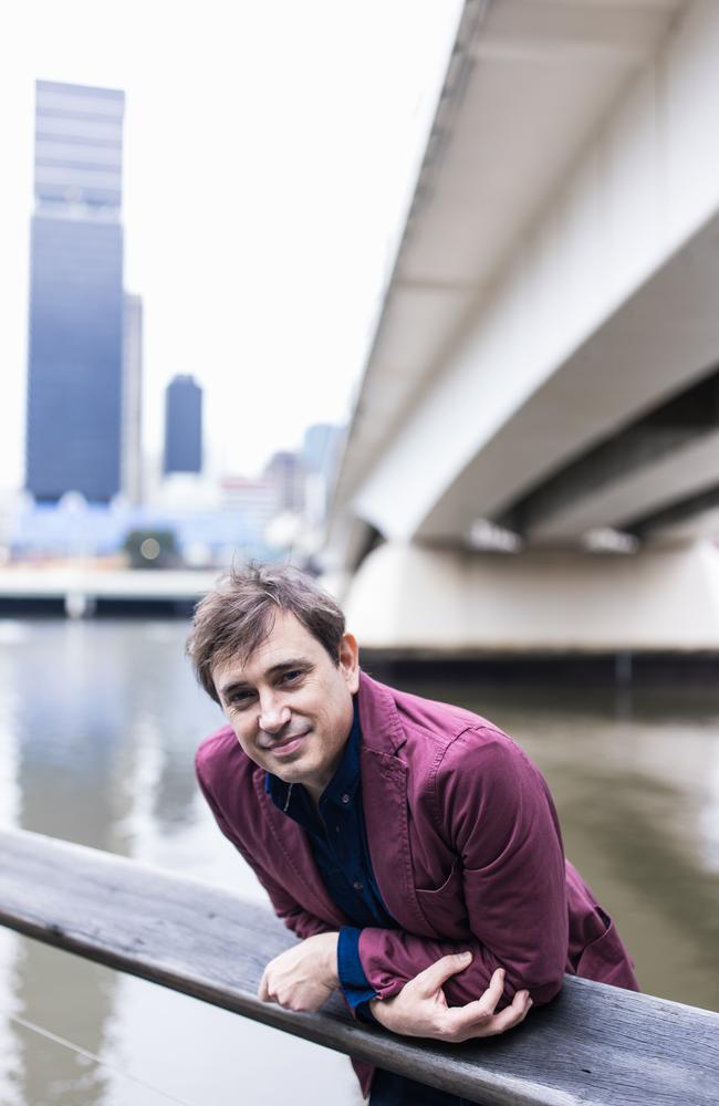 Trent Dalton by the Brisbane Rive. Picture: David Kelly