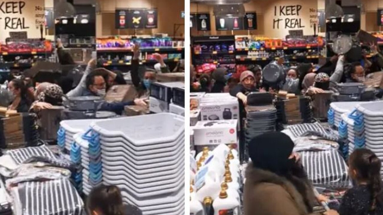 Video showed customers frantically swarming the items at one western Sydney store. Picture: Facebook/Aldi Fans Australia.