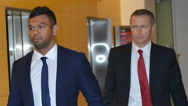 Kurtley Beale pictured arriving at the Australian Rugby Union (ARU) headquarters in Sydney for a ARU code of conduct hearing