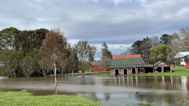 Flooding at Drumreagh Cabins at Deloraine has cut the property off in two directions. This is a neighbouring property. Picture: Melissa Sherriff