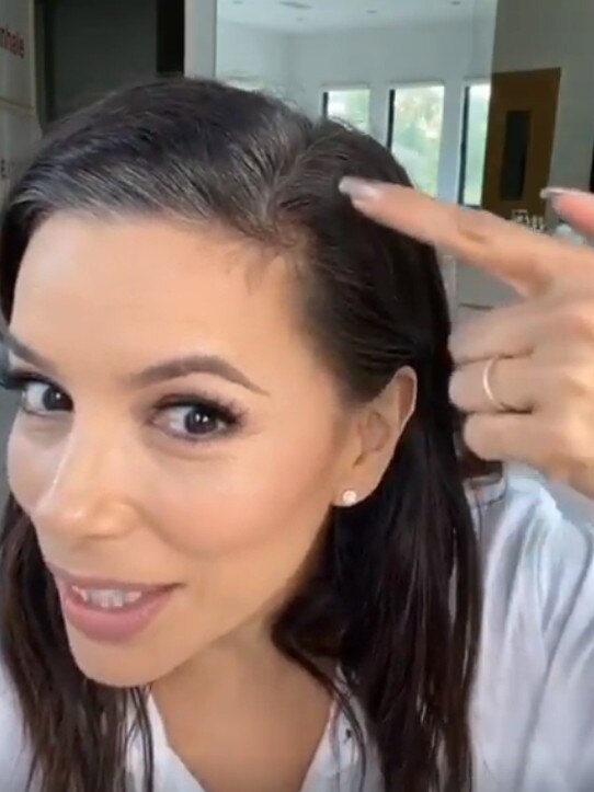 Eva Longoria starred in a campaign for L’Oreal that showcased her at-home hair dye process. Picture: Instagram