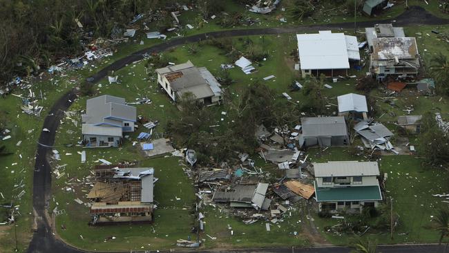 BEFORE: An aerial view of the North Queensland town of Tully Heads, which shows the devastation in the wake of Tropical Cyclone Yasi.