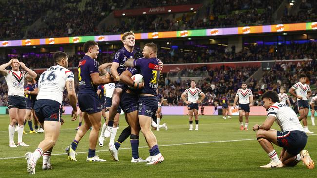 Melbourne ended the Roosters’ season on Friday night. Picture: Daniel Pockett/Getty Images