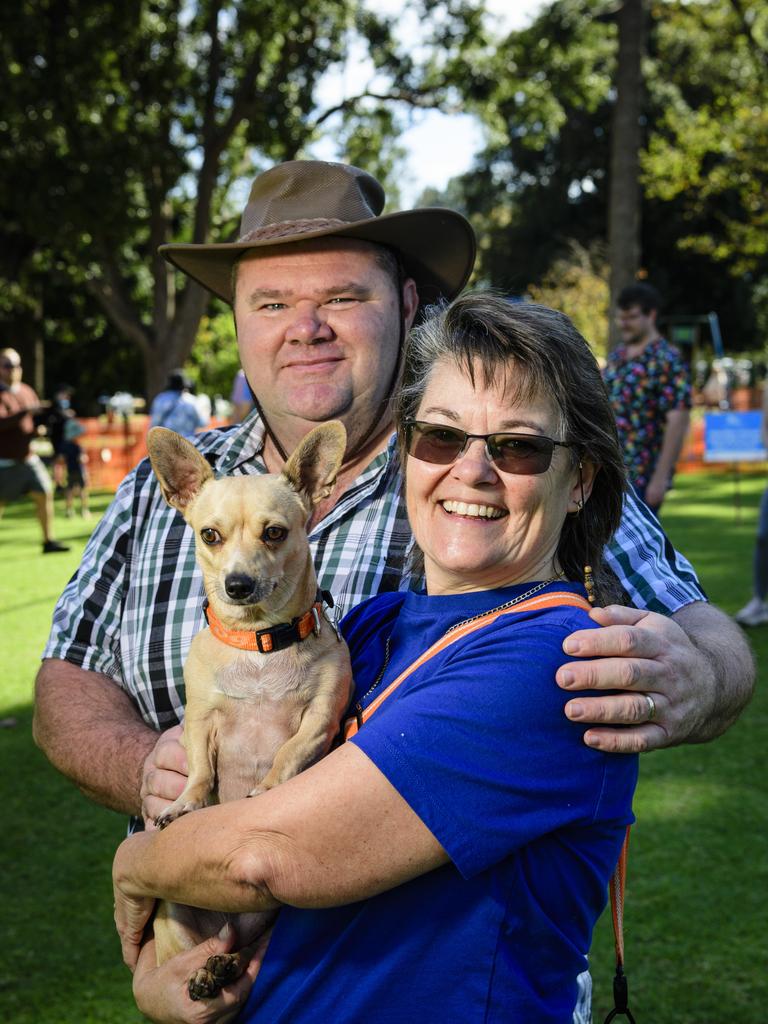 Johan and Charmaine Claassens with Snooks at the Million Paws Walk in Queens Park, Sunday, May 25, 2025. Picture: Kevin Farmer