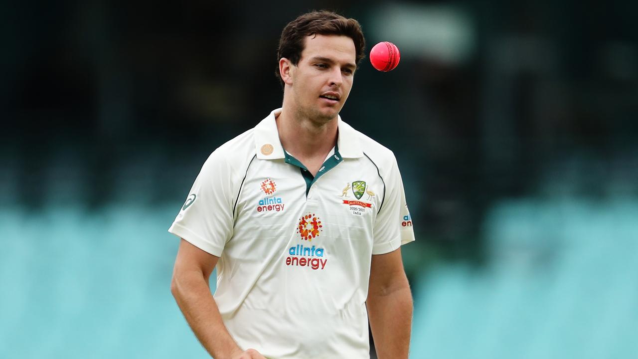 Jack Wildermuth of Australia A prepares to bowl during day one.