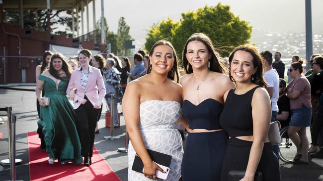 Leavers Dinner Guilford Young College, Georgia Oakley, Grace Pretyman and Maddie Short. Picture Chris Kidd