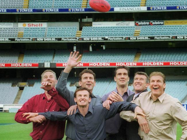 Ten's football commentary team in 2001: (From left) Robert Walls, Peter Daicos, Anthony Hudson, Stephen Silvagni, Stephen Quartermain and Michael Christian.