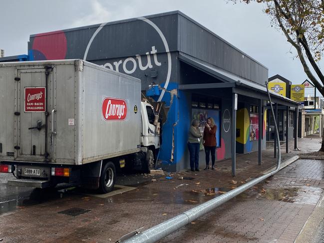 A truck has crashed into Sprout on Sir Donald Bradman Drive in Hilton. Picture Themis Chryssidis