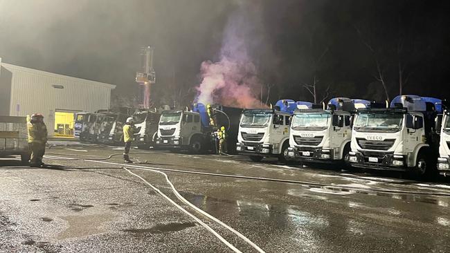 Fairfield city garbage trucks destroyed by a fierce fire at the council depot. Credit: Frank Carbone