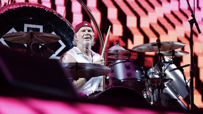 Red Hot Chili Peppers drummer Chad Smith on stage. Picture: Jonathan Ng / The Daily Telegraph