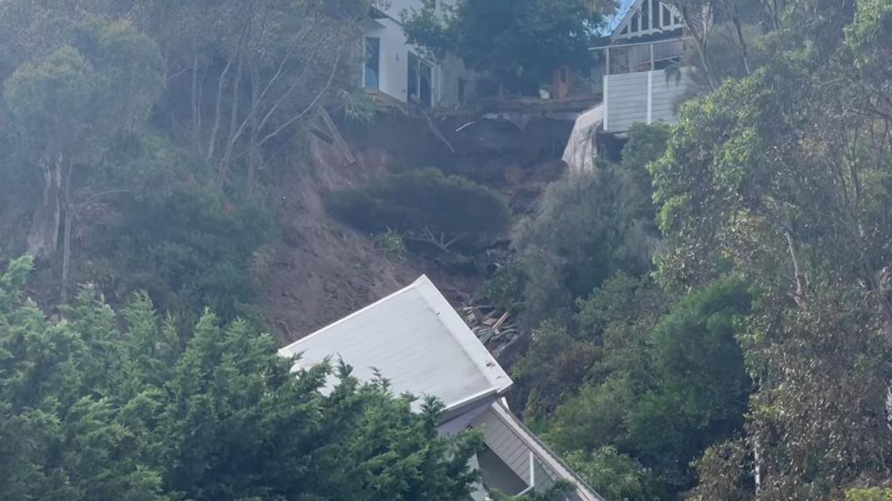 The house toppled and crashed to a property below. Picture: Facebook