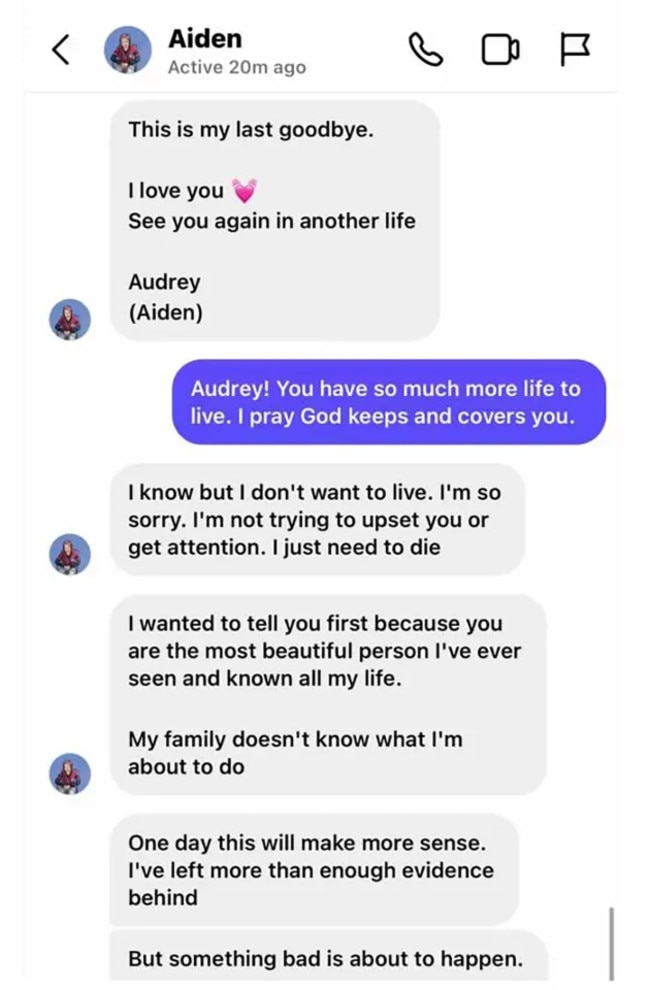 Audrey Hale sent text messages to his friend Averianna Patton, moments before opening fire on a US primary school in Nashville. Picture: Fox 17