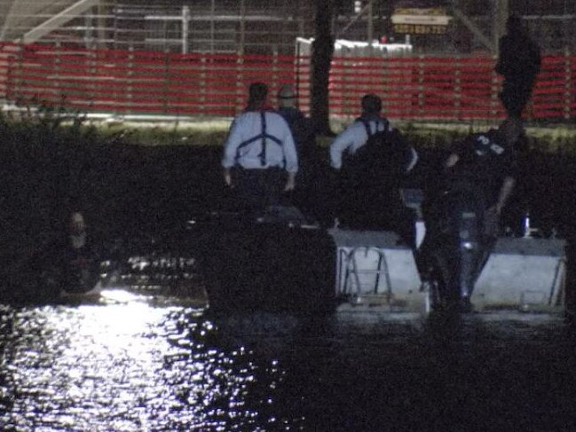 A man allegedly hid from police in Albert Park Lake after slashing a man with a knife on a bus. Picture: 9News Melbourne